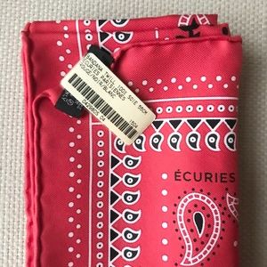 Hermès Silk Ecuries Parisiennes Bandana Scarf 55 Rouge Noir Blanc